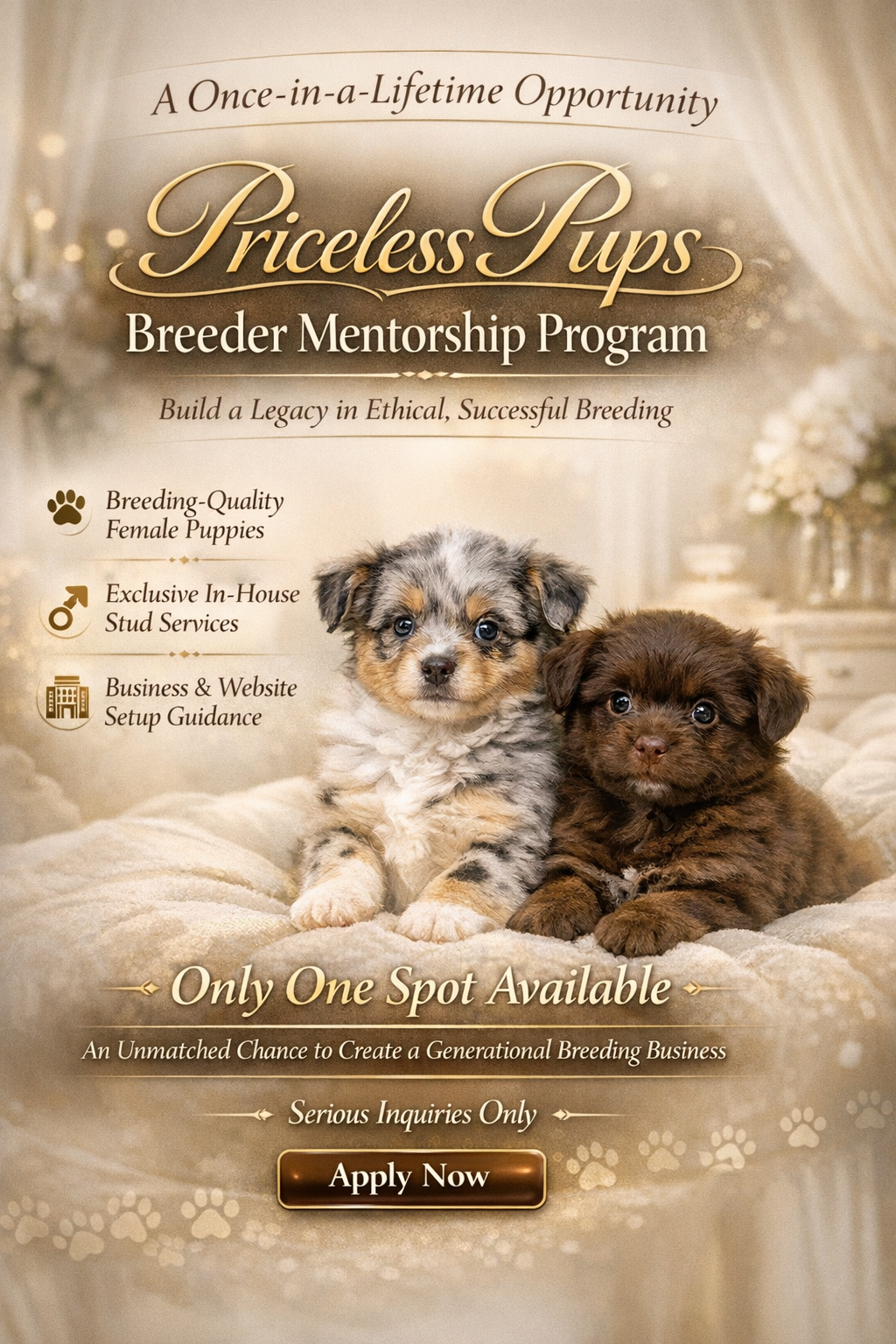Priceless pups Breeder Mentorship Opportunity